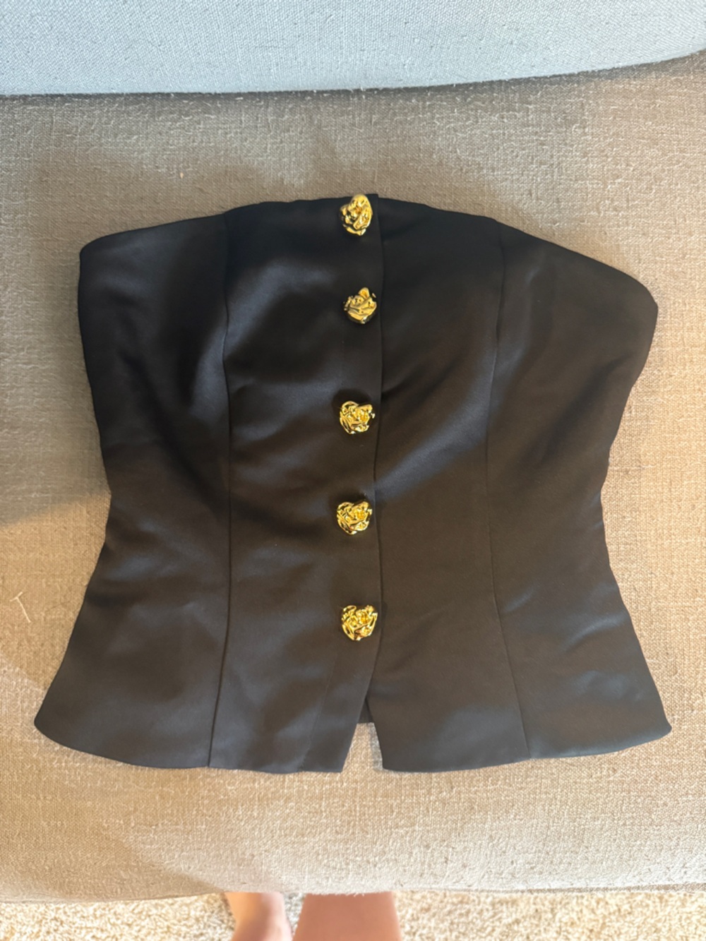 Endless Rose Black tube top with gold buttons